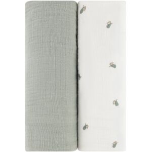 Ely's & Co. Cotton Muslin Swaddle Blanket - 2 Pack - 42 Sage Pear/Solid Sage 0-24 months Ely's & Co. Cotton Muslin Swaddle Blanket - 2 Pack - 42 Sage Pear/Solid Sage 0-24 months