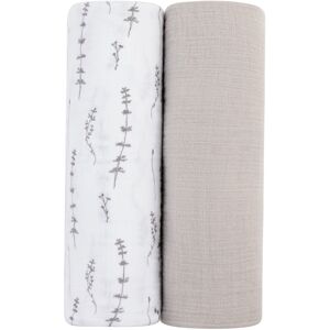 Ely's & Co. Cotton Muslin Swaddle Blanket - 2 Pack - 42 Grey Leaves/Pebble Grey 0-24 months Ely's & Co. Cotton Muslin Swaddle Blanket - 2 Pack - 42 Grey Leaves/Pebble Grey 0-24 months