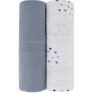 Ely's & Co. Cotton Muslin Swaddle Blanket - 2 Pack - 42 Blue Dots/Solid Blue 0-24 months Ely's & Co. Cotton Muslin Swaddle Blanket - 2 Pack - 42 Blue Dots/Solid Blue 0-24 months