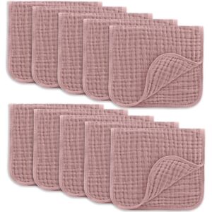 Baby Burp Cloths - 100% Muslin Cotton by Comfy Cubs Mauve 10P Pack of 10 Baby Burp Cloths - 100% Muslin Cotton by Comfy Cubs Mauve 10P Pack of 10