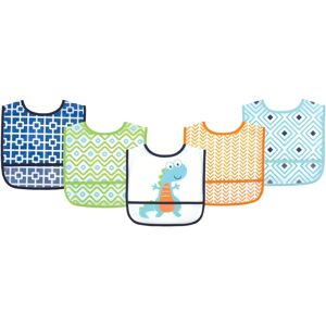 Luvable Friends Baby Boy Waterproof PEVA Bibs 5pk, Dinosaur, One Size - Dinosaur - One Size Dinosaur One Size Luvable Friends Baby Boy Waterproof PEVA Bibs 5pk, Dinosaur, One Size - Dinosaur - One Size Dinosaur One Size