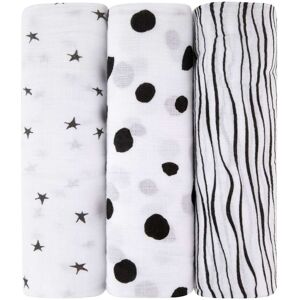 Ely's & Co. Cotton Muslin Swaddle Blanket - 3 Pack - 42 Black & White Abstract 0-24 months Ely's & Co. Cotton Muslin Swaddle Blanket - 3 Pack - 42 Black & White Abstract 0-24 months