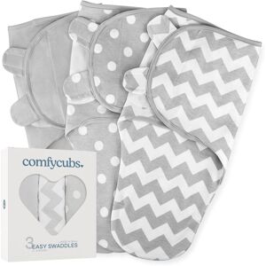Easy Swaddle Blanket, 3 Pack - 100% Cotton by Comfy Cubs Grey Large Easy Swaddle Blanket, 3 Pack - 100% Cotton by Comfy Cubs Grey Large