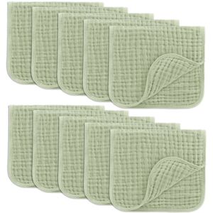 Baby Burp Cloths - 100% Muslin Cotton by Comfy Cubs Sage 10P Pack of 10 Baby Burp Cloths - 100% Muslin Cotton by Comfy Cubs Sage 10P Pack of 10