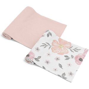 Sweet Jojo Designs Watercolor Floral Pink Girl 2 Pack 100% Cotton Muslin Baby Swaddle Receiving Blankets-Solid Blush Shabby Chic Pink Grey and White 47 in. x 47 in. x 0.1 in. Sweet Jojo Designs Watercolor Floral Pink Girl 2 Pack 100% Cotton Muslin Baby Swaddle Receiving Blankets-Solid Blush Shabby Chic Pink Grey and White 47 in. x 47 in. x 0.1 in.
