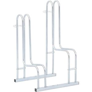 vidaXL Bicycle Stand for 2 Bikes Floor Freestanding Galvanized Steel - 17.1 Silver 17.1 vidaXL Bicycle Stand for 2 Bikes Floor Freestanding Galvanized Steel - 17.1 Silver 17.1