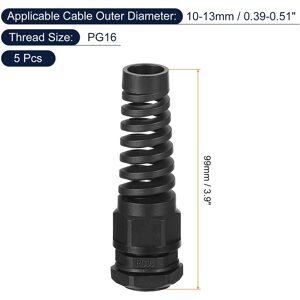 Unique Waterproof Cable Gland, Nylon Spiral Strain Pigtail Cord Joint with Gasket Wire Thread Cable Fixing Appliances Black PG16 Unique Waterproof Cable Gland, Nylon Spiral Strain Pigtail Cord Joint with Gasket Wire Thread Cable Fixing Appliances Black PG16