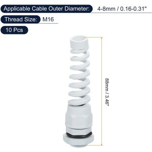 Unique Waterproof Cable Gland, Nylon Spiral Strain Pigtail Cord Joint with Gasket for Wire Thread Cable Fixing and Appliances White M16 Unique Waterproof Cable Gland, Nylon Spiral Strain Pigtail Cord Joint with Gasket for Wire Thread Cable Fixing and Appliances White M16