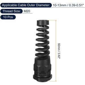 Unique Waterproof Cable Gland, Nylon Spiral Strain Pigtail Cord Joint with Gasket for Wire Thread Cable Fixing and Appliances Black M20 Unique Waterproof Cable Gland, Nylon Spiral Strain Pigtail Cord Joint with Gasket for Wire Thread Cable Fixing and Appliances Black M20