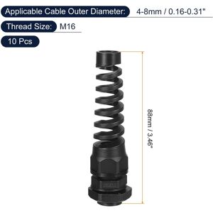 Unique Waterproof Cable Gland, Nylon Spiral Strain Pigtail Cord Joint with Gasket for Wire Thread Cable Fixing and Appliances Black M16 Unique Waterproof Cable Gland, Nylon Spiral Strain Pigtail Cord Joint with Gasket for Wire Thread Cable Fixing and Appliances Black M16