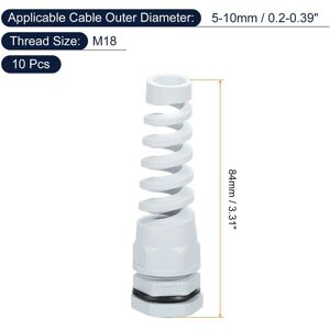 Unique Waterproof Cable Gland, Nylon Spiral Strain Pigtail Cord Joint with Gasket for Wire Thread Cable Fixing and Appliances White M18 Unique Waterproof Cable Gland, Nylon Spiral Strain Pigtail Cord Joint with Gasket for Wire Thread Cable Fixing and Appliances White M18