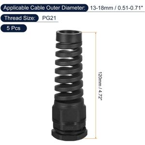 Unique Waterproof Cable Gland, Nylon Spiral Strain Pigtail Cord Joint with Gasket Wire Thread Cable Fixing Appliances Black PG21 Unique Waterproof Cable Gland, Nylon Spiral Strain Pigtail Cord Joint with Gasket Wire Thread Cable Fixing Appliances Black PG21