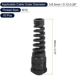 Unique Waterproof Cable Gland, Nylon Spiral Strain Pigtail Cord Joint with Gasket for Wire Thread Cable Fixing and Appliances Black M12 Unique Waterproof Cable Gland, Nylon Spiral Strain Pigtail Cord Joint with Gasket for Wire Thread Cable Fixing and Appliances Black M12