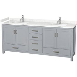 Wyndham Collection Sheffield Double Bathroom Vanity Set, Cultured Top, No Mirror Gray, Carrara Cultured Marble Top, Chrome Trim 80-Inch Double Wyndham Collection Sheffield Double Bathroom Vanity Set, Cultured Top, No Mirror Gray, Carrara Cultured Marble Top, Chrome Trim 80-Inch Double