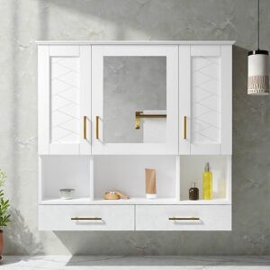 Fundinbaths 35 Inch Wall Mounted Bathroom Medicine Cabinet with Mirror, Adjustable Shelves, Soft Close Doors White 25 to 36 in Fundinbaths 35 Inch Wall Mounted Bathroom Medicine Cabinet with Mirror, Adjustable Shelves, Soft Close Doors White 25 to 36 in