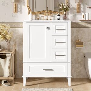 Staykiwi 25/30/36 Inch MDF Freestanding Bathroom Vanity with Integrated Ceramic Sink White 24.8 Staykiwi 25/30/36 Inch MDF Freestanding Bathroom Vanity with Integrated Ceramic Sink White 24.8