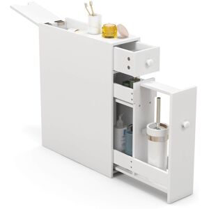 Costway Bathroom Floor Cabinet Toilet Narrow Storage Organizer with - 19 White 19 Costway Bathroom Floor Cabinet Toilet Narrow Storage Organizer with - 19 White 19
