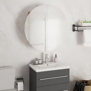 vidaXL Cabinet Bathroom Wall Vanity Mirror Cabinet with Round Mirror and LED Black 18.5 vidaXL Cabinet Bathroom Wall Vanity Mirror Cabinet with Round Mirror and LED Black 18.5