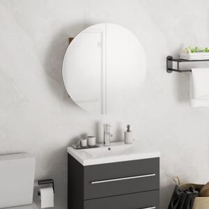 vidaXL Cabinet Bathroom Wall Vanity Mirror Cabinet with Round Mirror and LED Oak 15.7 vidaXL Cabinet Bathroom Wall Vanity Mirror Cabinet with Round Mirror and LED Oak 15.7