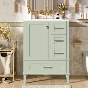 Staykiwi 25/30/36 Inch MDF Freestanding Bathroom Vanity with Integrated Ceramic Sink Green 24.8 Staykiwi 25/30/36 Inch MDF Freestanding Bathroom Vanity with Integrated Ceramic Sink Green 24.8