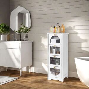 Yun Bathroom Floor Cabinet, Freestanding Small Bathroom Storage Cabinet with 4 Drawers White 11.8 In. L X 11.8 In. W X 33.1 In. H Yun Bathroom Floor Cabinet, Freestanding Small Bathroom Storage Cabinet with 4 Drawers White 11.8 In. L X 11.8 In. W X 33.1 In. H