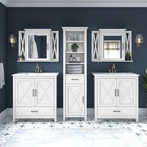 Key West 64W Double Vanity with Sinks and Storage by Bush Furniture White Ash Double Vanities Key West 64W Double Vanity with Sinks and Storage by Bush Furniture White Ash Double Vanities