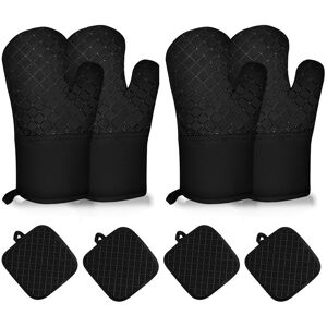 Kanstar Heat Resistant BBQ Oven Mitts & Pan Rack Set Gloves for Baking, Cooking, Grilling Black 2 Paris Kanstar Heat Resistant BBQ Oven Mitts & Pan Rack Set Gloves for Baking, Cooking, Grilling Black 2 Paris
