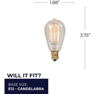 Bulbrite Pack of (4) Dimmable Antique Nostalgic Filament Incandescent Bulb Thread Filament ST15 Candelabra (E12) 25 Watt Bulbrite Pack of (4) Dimmable Antique Nostalgic Filament Incandescent Bulb Thread Filament ST15 Candelabra (E12) 25 Watt