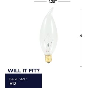 Bulbrite Pack of (50) Dimmable Clear CA10 Candelabra (E12) Incandescent Bulb Clear 25 Watt Bulbrite Pack of (50) Dimmable Clear CA10 Candelabra (E12) Incandescent Bulb Clear 25 Watt