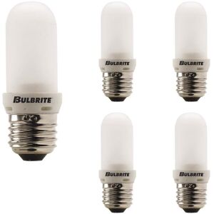 Bulbrite Pack of (5)120V Dimmable T8 Double Envelope Halogen Mini Light Bulbs with Medium (E26) Base, 2900K Soft White Light Frost 75 Watt Bulbrite Pack of (5)120V Dimmable T8 Double Envelope Halogen Mini Light Bulbs with Medium (E26) Base, 2900K Soft White Light Frost 75 Watt
