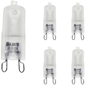 Bulbrite Pack of (5) 120V Dimmable T4 Halogen Mini Light Bulbs with Bi-Pin (G9) Base, 2900K Soft White Light Frost 75 Watt Bulbrite Pack of (5) 120V Dimmable T4 Halogen Mini Light Bulbs with Bi-Pin (G9) Base, 2900K Soft White Light Frost 75 Watt