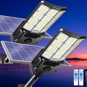 JAZAVA Solar Street Light LED Solar Flood Lights Outdoor with Remote Control - 6500W Black 2-Pack JAZAVA Solar Street Light LED Solar Flood Lights Outdoor with Remote Control - 6500W Black 2-Pack
