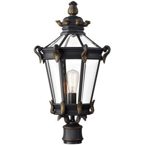 JAZAVA 26 Inch Large Outdoor Post Light with Clear Glass Shade Black 14.6 In. W X 26.2 In. H X 14.6 In. D JAZAVA 26 Inch Large Outdoor Post Light with Clear Glass Shade Black 14.6 In. W X 26.2 In. H X 14.6 In. D