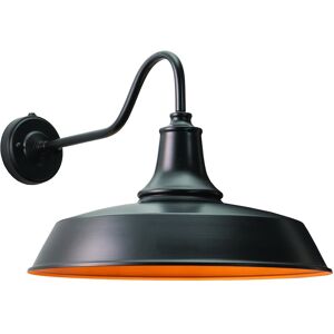 Vaxcel Lighting VAXCEL Dorado 1-Light Dark Bronze Dusk to Dawn Sensor Farmhouse Outdoor Wall Sconce, Gooseneck Steel Shade, Dark Sky Compliant Dark Bronze and Light Gold 18-in W x 14-in H x 24.5-in D Vaxcel Lighting VAXCEL Dorado 1-Light Dark Bronze Dusk to Dawn Sensor Farmhouse Outdoor Wall Sconce, Gooseneck Steel Shade, Dark Sky Compliant Dark Bronze and Light Gold 18-in W x 14-in H x 24.5-in D