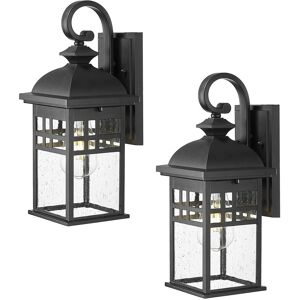 JAZAVA Black Farmhouse Porch Light - Seeded Glass Outdoor Fixture Clear Medium-2 pack JAZAVA Black Farmhouse Porch Light - Seeded Glass Outdoor Fixture Clear Medium-2 pack