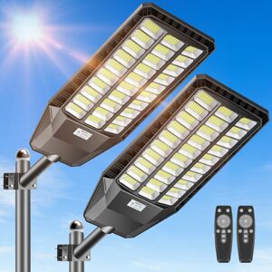 JAZAVA Solar Street Light 480000LM LED Solar Flood Lights Outdoor with Remote Control - 4800W Black 2-Pack JAZAVA Solar Street Light 480000LM LED Solar Flood Lights Outdoor with Remote Control - 4800W Black 2-Pack