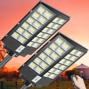 JAZAVA Solar Street Light 450000LM LED Solar Flood Lights Outdoor with Remote Control - 4200W Black 2-Pack JAZAVA Solar Street Light 450000LM LED Solar Flood Lights Outdoor with Remote Control - 4200W Black 2-Pack