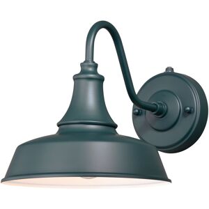 VAXCEL Dorado 1-Light Hunter Green and White Dusk to Dawn Sensor Farmhouse Outdoor Wall Sconce, Gooseneck Shade, Dark Sky Hunter Green and White 9-in W x 9-in H x 13.25-in D VAXCEL Dorado 1-Light Hunter Green and White Dusk to Dawn Sensor Farmhouse Outdoor Wall Sconce, Gooseneck Shade, Dark Sky Hunter Green and White 9-in W x 9-in H x 13.25-in D