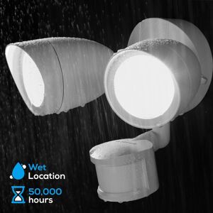 Dual-Head Integrated LED Wall Mount Flood Light with Motion Sensor, Outdoor Security Light, Waterproof 5000K Daylight See Description Dual-Head Integrated LED Wall Mount Flood Light with Motion Sensor, Outdoor Security Light, Waterproof 5000K Daylight See Description