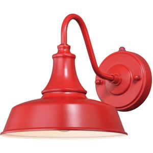 VAXCEL Dorado 1-Light Red and White Dusk to Dawn Sensor Farmhouse Outdoor Wall Sconce, Gooseneck Steel Shade, Dark Sky Compliant Red and White 9-in W x 9-in H x 13.25-in D VAXCEL Dorado 1-Light Red and White Dusk to Dawn Sensor Farmhouse Outdoor Wall Sconce, Gooseneck Steel Shade, Dark Sky Compliant Red and White 9-in W x 9-in H x 13.25-in D