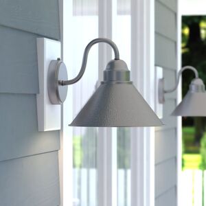 VAXCEL Outland 1-Light Brushed Pewter Dusk to Dawn Sensor Farmhouse Outdoor Wall Sconce, Gooseneck Metal Shade, Dark Sky Brushed Pewter 10-in W x 9-in H x 11.75-in D VAXCEL Outland 1-Light Brushed Pewter Dusk to Dawn Sensor Farmhouse Outdoor Wall Sconce, Gooseneck Metal Shade, Dark Sky Brushed Pewter 10-in W x 9-in H x 11.75-in D