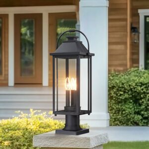 TRUE FINE Brits 3-Light Outdoor Pier Mount Light Lantern Head Powder-coated black 20.8 in. H. TRUE FINE Brits 3-Light Outdoor Pier Mount Light Lantern Head Powder-coated black 20.8 in. H.