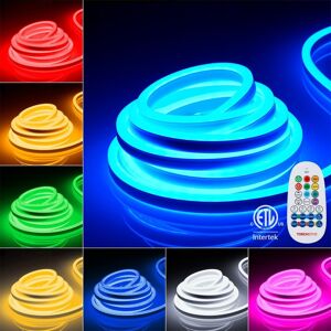 50ft LED Neon Rope Lights Outdoor, IP67 Waterproof, Linkable 100ft Max, Ambient Multi-Color Light Decor, RGB RGB 600.0 In. L 50ft LED Neon Rope Lights Outdoor, IP67 Waterproof, Linkable 100ft Max, Ambient Multi-Color Light Decor, RGB RGB 600.0 In. L