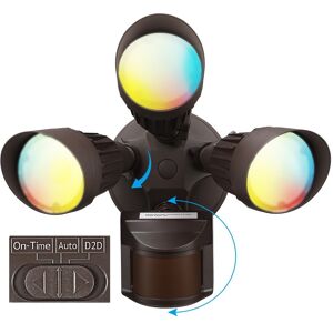 3CCT LED Sensor Flood Light Dusk to Dawn 35W, 3 Lighting Modes Bronze 9.46 In. W X 7.92 In. H X 7.36 In. D 3CCT LED Sensor Flood Light Dusk to Dawn 35W, 3 Lighting Modes Bronze 9.46 In. W X 7.92 In. H X 7.36 In. D