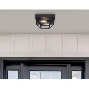 Westinghouse Lighting Wyndham 12-Inch Two-Light Outdoor Flush Mount, Textured Black Finish with Clear Seeded Glass Textured Black 12-Inch Westinghouse Lighting Wyndham 12-Inch Two-Light Outdoor Flush Mount, Textured Black Finish with Clear Seeded Glass Textured Black 12-Inch