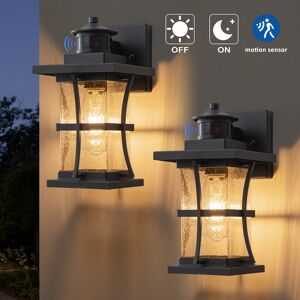 C Cattleya 2-Pack 11.25in. Motion Sensor Outdoor Wall Sconce, Dusk to Dawn Exterior Light Fixtures with Seeded Glass Matte-Black Under 6 Inches C Cattleya 2-Pack 11.25in. Motion Sensor Outdoor Wall Sconce, Dusk to Dawn Exterior Light Fixtures with Seeded Glass Matte-Black Under 6 Inches