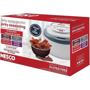 NESCO BJV-25, Jerky Seasoning Original, Hot-N-Spicy, Teriyaki, and Cracked Pepper Flavors, 12 count Multi 10.0 In. L X 10.0 In. W X 10.0 In. H NESCO BJV-25, Jerky Seasoning Original, Hot-N-Spicy, Teriyaki, and Cracked Pepper Flavors, 12 count Multi 10.0 In. L X 10.0 In. W X 10.0 In. H