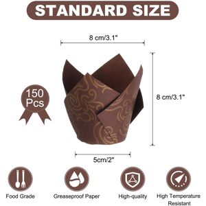 Unique Tulip Baking Cups Cupcake Muffins Liners Paper for Wedding Birthday Party - 3.1 inch Coffee 3.1 inch Unique Tulip Baking Cups Cupcake Muffins Liners Paper for Wedding Birthday Party - 3.1 inch Coffee 3.1 inch