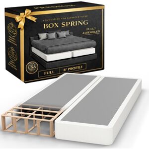 Onetan 8-Inch & 4-Inch Wooden Box Spring/Foundation Ideal for Mattress, No Assembly Needed, White. White Full Onetan 8-Inch & 4-Inch Wooden Box Spring/Foundation Ideal for Mattress, No Assembly Needed, White. White Full
