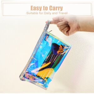 Unique Clear Makeup Bags Clear Zipper Makeup Pouch Portable for Women Silver Tone 0.01 In. W X 0.1 In. H X 0.1 In. D Unique Clear Makeup Bags Clear Zipper Makeup Pouch Portable for Women Silver Tone 0.01 In. W X 0.1 In. H X 0.1 In. D